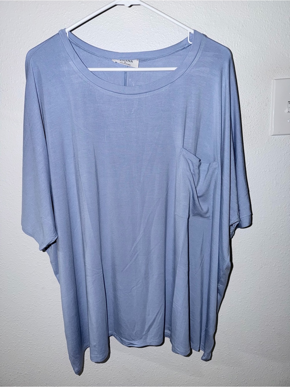 Zenana Outfitters Oversized Light Blue Short Sleeve Pocket Tee New
